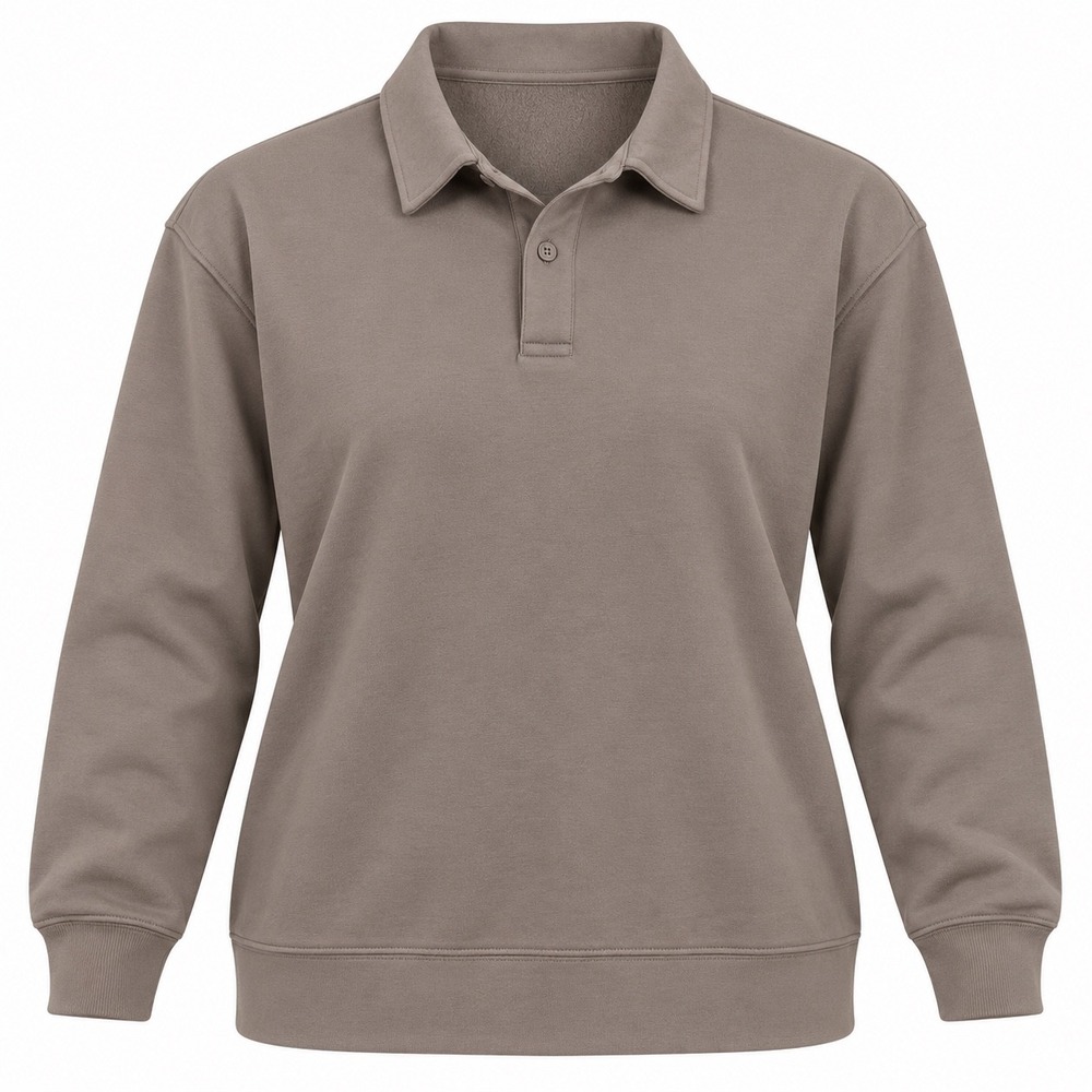 Mondetta Fleece Lined Collared Polo Sweatshirt Pullover XXL taupe gorp lounge